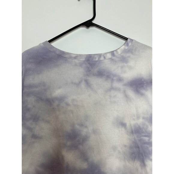 Splendid Tie-Dye Lilac & White Long Sleeve Waffle Knit Sweatshirt Cotton Blend S - Picture 2 of 8